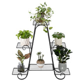 HAOYYE Black Metal 4-Layer High Arch Plant Stand with 6 Vertical Stripes, Sturdy Multi-Tier Potted Plant Frame for Indoor Outdoor Garden Balcony